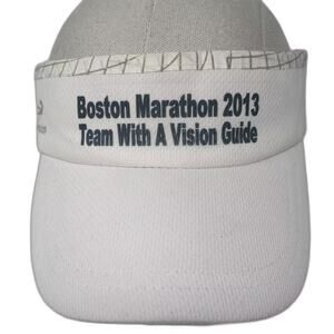 Headsweats Visor White OS Boston Marathon 2013 Team With A Vision Guide Hat